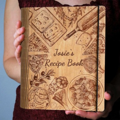 Personalised Family Wooden Recipe Book Binder Custom Journal Cookbook Notebook Christmas Gifts Ideas for Mum Grandma