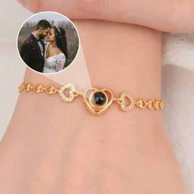 Personalised Photo Projection Bracelet with Photo Inside Gifts for Her Anniversary Gifts Birthday Gifts