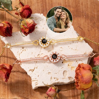 Custom Memorial Photo Projection Bracelet with Picture Inside for Her Anniversary Gifts Christmas Gifts