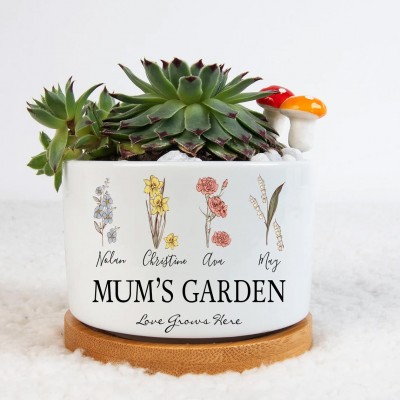 Personalised Mum's Garden Mini Succulent Plant Pot Decor Gifts For Mum Grandma