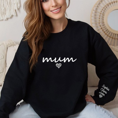 Custom Mama Sweatshirt with Names On Sleeve Love Gift Ideas For Grandma Mum Mother's Day Gifts