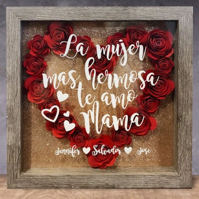 Personalised Mum Flower Shadow Box Mother's Day Gift
