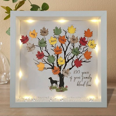 Personalised Light Up Family Tree Box Frame with Family Names Mother's Day Gift 