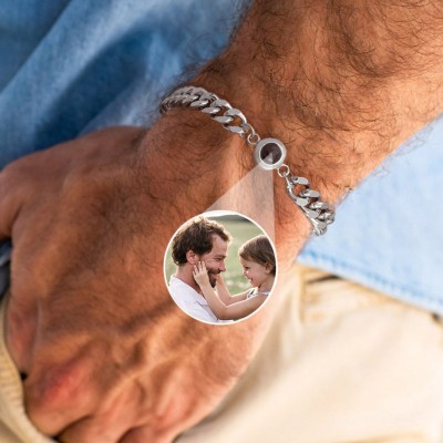 Personalised Photo Projection Bracelet with Picture Inside Unique Gifts for Men Father's Day Gift from Daughter