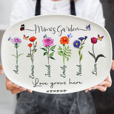 Mimi's Garden Birth Month Flower Platter Personalised Gifts for Grandma Mum Christmas Gift Ideas 