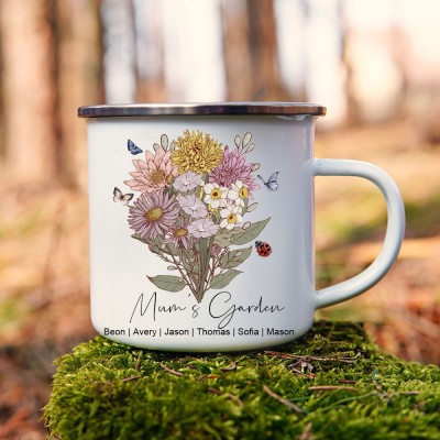 Custom Mum's Garden Birth Flower Bouquet Mug With Kids Names Gift Ideas For Mum Grandma Mother's Day Gifts