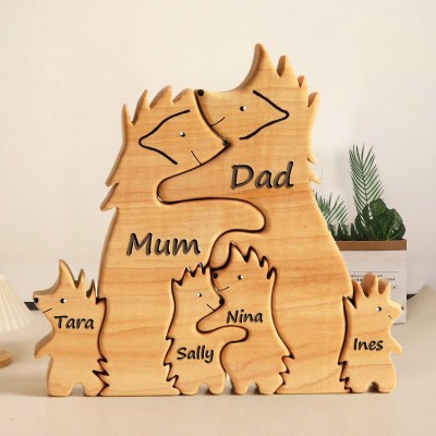 Personalised Wooden Hedgehog Family Puzzle Family Keepsake Anniversary GIfts For Mum Wife Her