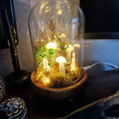 Handmade Crystal Mushroom Lamp Unique Anniversary Birthday Gifts For Her