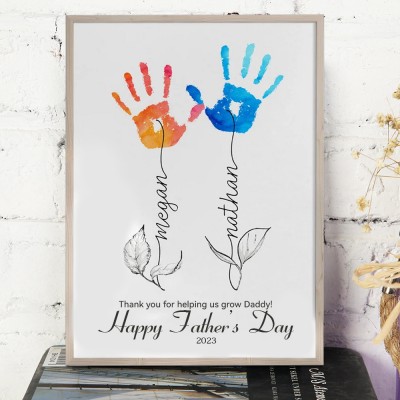 Personalised Fathers Day DIY Handprint Frame Keepsake Gift for Daddy