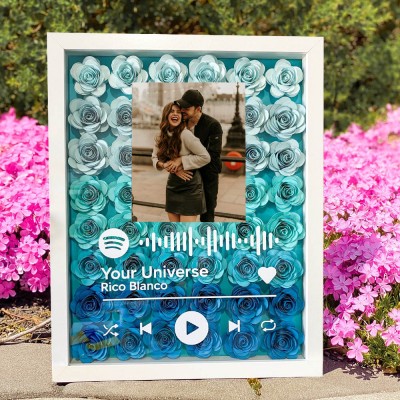 Personalised Spotify Flower Shadow Box Love Gift Ideas for Her Valentine's Day Gift Anniversary Gift