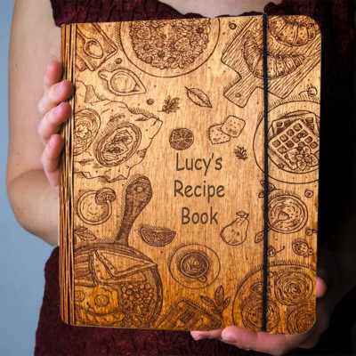 Personalised Wooden Family Recipe Book Binder Custom Cookbook Family Gifts Christmas Gifts for Mum