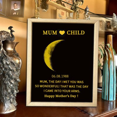 Personalised Moon Phase Frame Sign Love Gift For Mum Grandma Mother's Day Gift Ideas