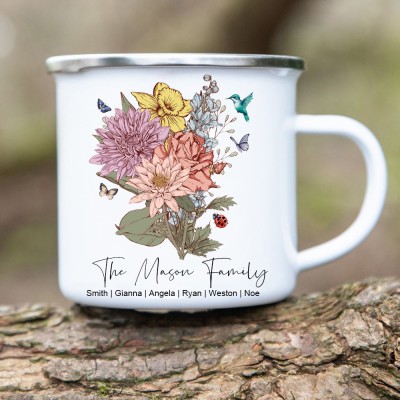 Custom Family Garden Bouquet Mug With Birth Flowers Love Gifts For Nana Mum Mother's Day Gifts