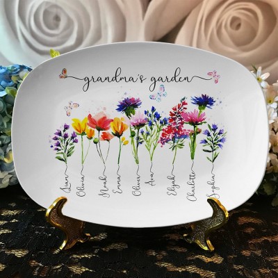 Grandma's Garden Birth Month Flower Plate Personalised Gift Ideas Mother's Day Gift