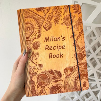 Personalised Family Wooden Recipe Book Gifts For Mum Grandma Wife Her