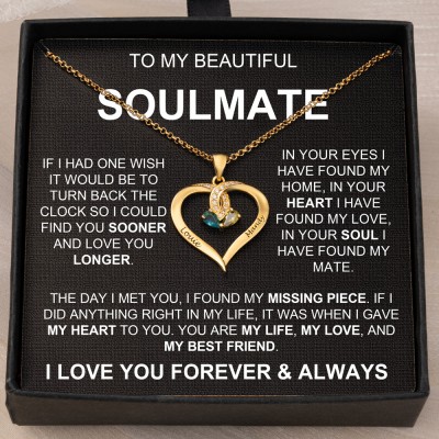 Personalised To My Soulmate Heart Necklace Gift Ideas For Valentine's Day Anniversary Birthday