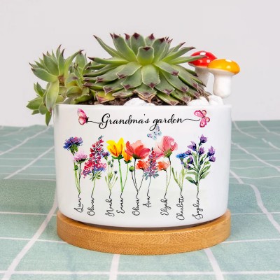 Personalised Grandma's Garden Mini Succulent Plant Pots Birth Flower Pot Gift For Grandma Mum Wife Her