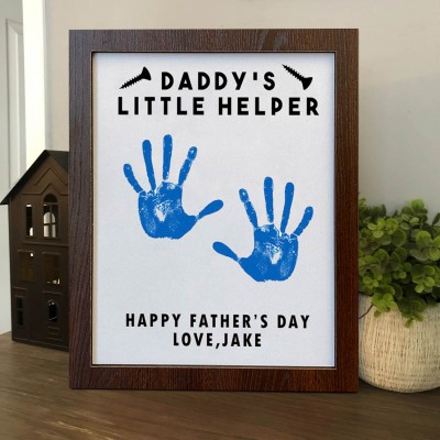 Personalised Daddy's Little Helpers DIY Handprint Sign Gift for Dad