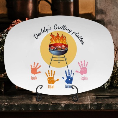 Personalised Handprint BBQ Daddy's Grilling Platter Father's Day Gift