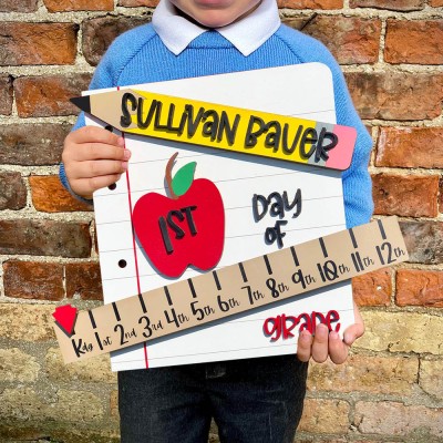 Personalised 1st Day of School Sign Back to School Sign Kit Interchangeable School Milestones for Kids