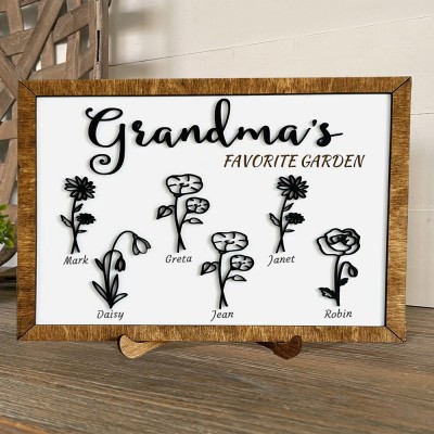 Personalised Grandma's Garden Birth Month Flower Sign Gift Ideas For Mum Grandma Her