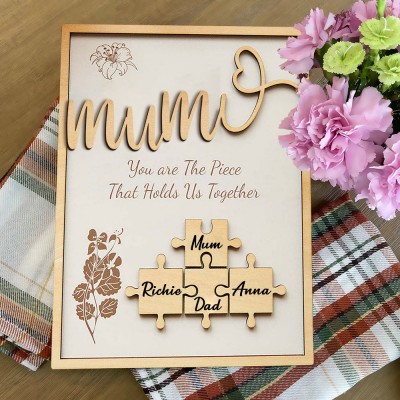 Personalised Mum Wooden Puzzle Frame Sign Meaningful Gift For Mum Grandma Mother's Day Gift