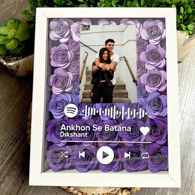 Personalised Spotify Flower Shadow Box Gift for Couple Valentine's Day Gift Ideas