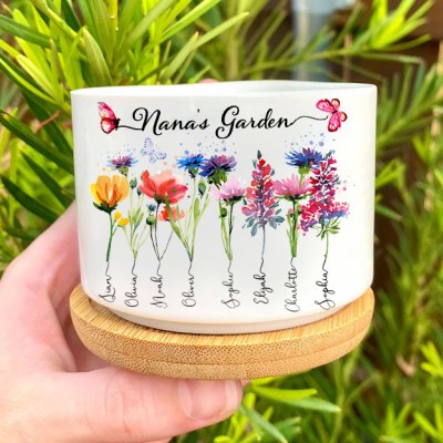 Personalised Nana's Garden Mini Succulent Plant Birth Flower Pots Mother's Day Gift Ideas