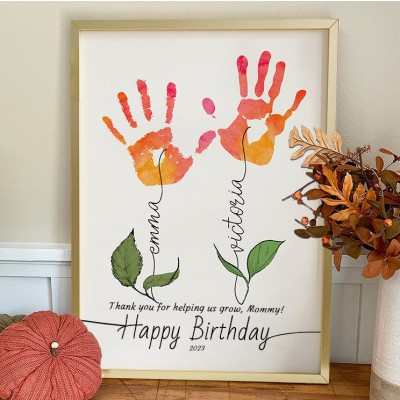 Personalised DIY Flower Birthday Handprint Frame Love Gift Ideas for Mum Grandma Nana Keepsake Gifts from Kids