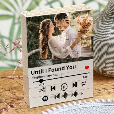 Personalised Spotify Music Photo Block Building Bricks Keepsake Gifts for Couple Valentine's Day GIfts Anniversary Gifts