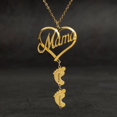 Personalised Mum Necklace With Baby Feet 1-10 Pendants