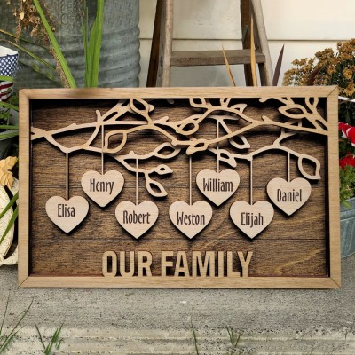 Custom Our Family Tree Sign Engraved with Names Grandparent Gifts Family Gifts Love Gift Ideas for Mum Grandma