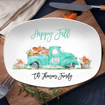 Personalised Happy Fall Platter Thanksgiving Gift Autumn Decor