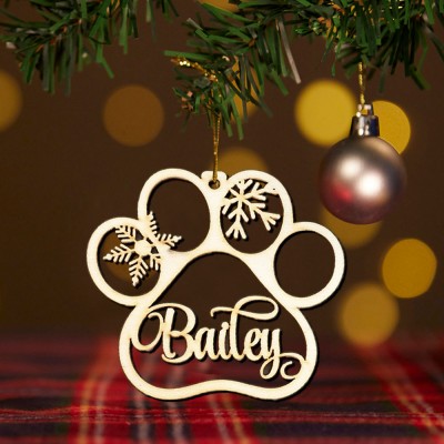 Personalised Pet Paw Christmas Tree Ornament with Name