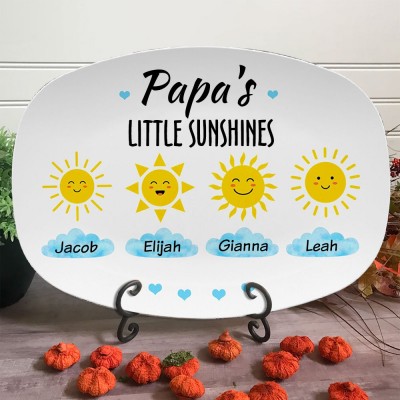 Personalised Papa's Little Sunshines Names Platter Father's Day Gift