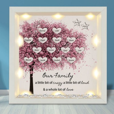 Personalised Light Up Family Tree Box Frame with 1-20 Names Mother's Day Gift For Grandma, Mum