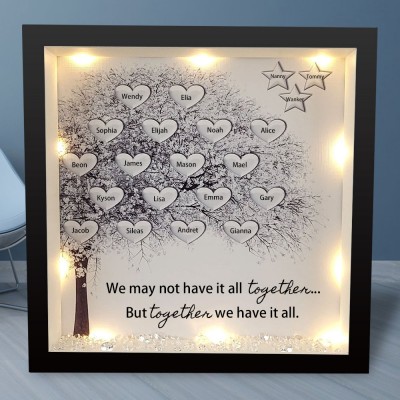 Personalised Light Up Family Tree Box Frame with 1-20 Names Mother's Day Gift For Grandma, Mum