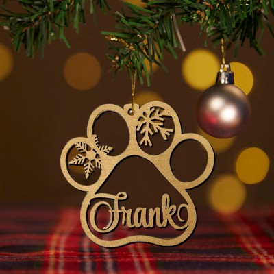 Personalised Pet Paw Christmas Tree Ornament with Name
