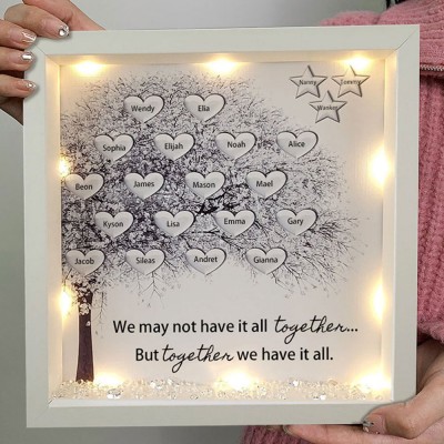 Personalised Light Up Family Tree Box Frame with 1-20 Names Mother's Day Gift For Grandma, Mum