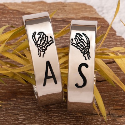 Personalised Pinky Swear Stacking Initial Couples Ring Set