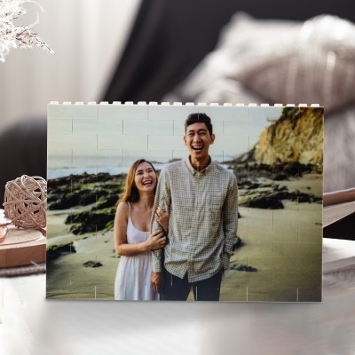 Personalised Rectangle Shape Photo Building Blocks Puzzle Gift for Couple