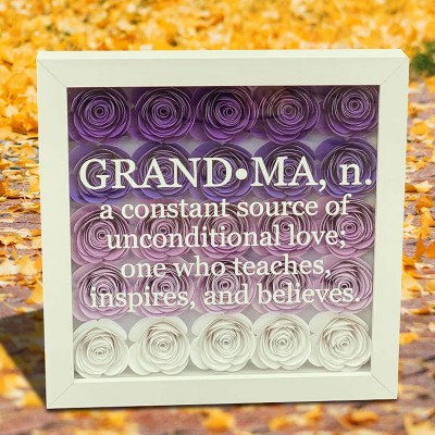 Personalised Grandma Nana Mum Flower Shadow Box Mother's Day Gift