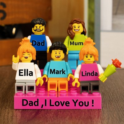 Personalised Family Tiny Figure with Brick For Father's Day Gift