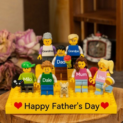 Personalised Family Tiny Figure with Brick For Father's Day Gift