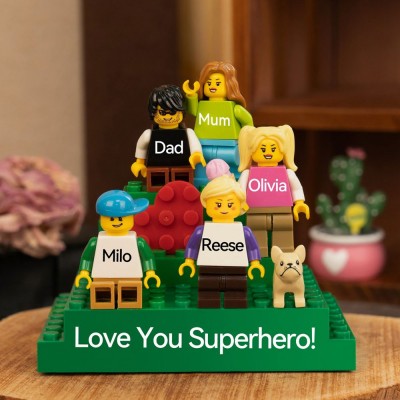 Personalised Family Tiny Figure with Brick For Father's Day Gift