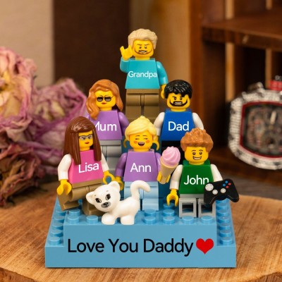 Personalised Family Tiny Figure with Brick For Father's Day Gift