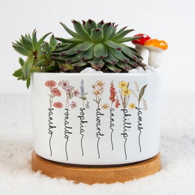 Personalised Birth Month Flower Plant Pot Gifts For Mum Grandma