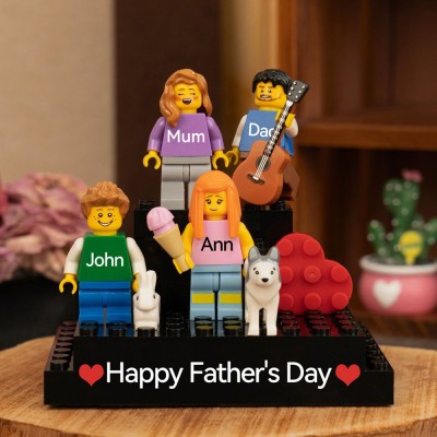 Personalised Family Tiny Figure with Brick For Father's Day Gift