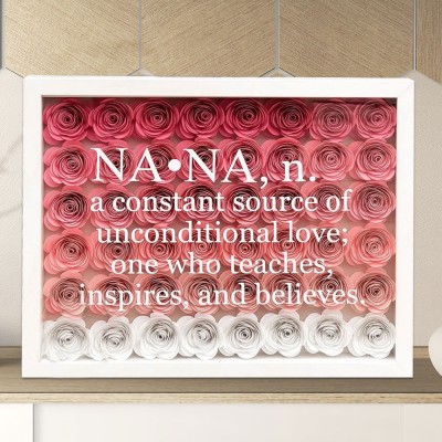 Personalised Grandma Nana Mum Flower Shadow Box Mother's Day Gift