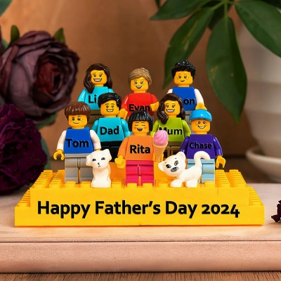Personalised Family Tiny Figure with Brick For Father's Day Gift